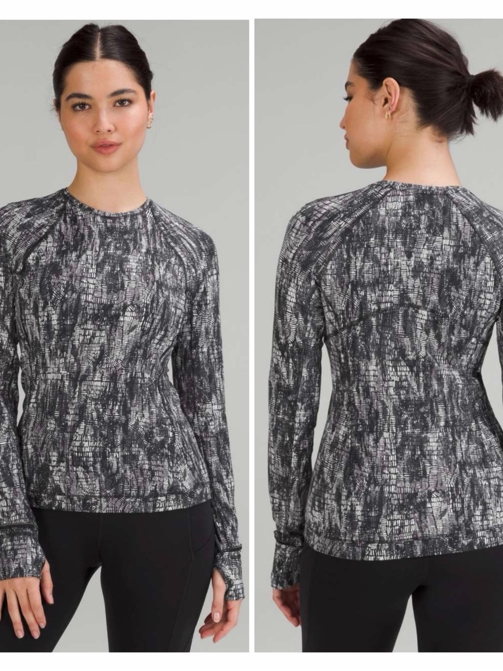 Lululemon It’s Run Rulu Long Sleeve Shirt Lino Slide Alpine White Black